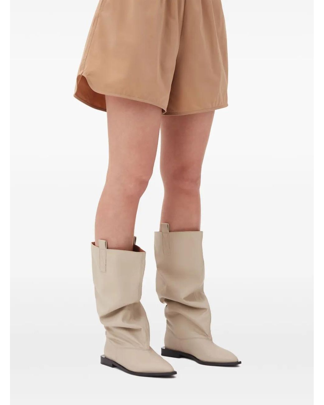 Ganni White Slouchy Knee-High Boots