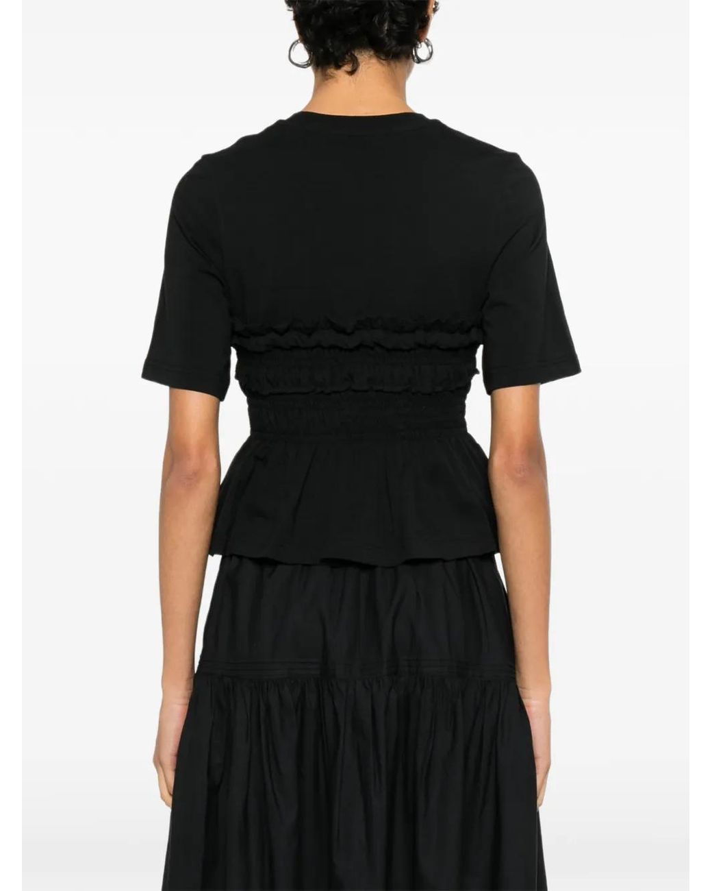 CECILIE BAHNSEN Black Ruffled Top