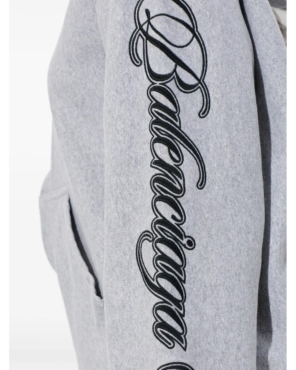 Balenciaga Gray Cursive Zip-Up Hoodie Regular Fit