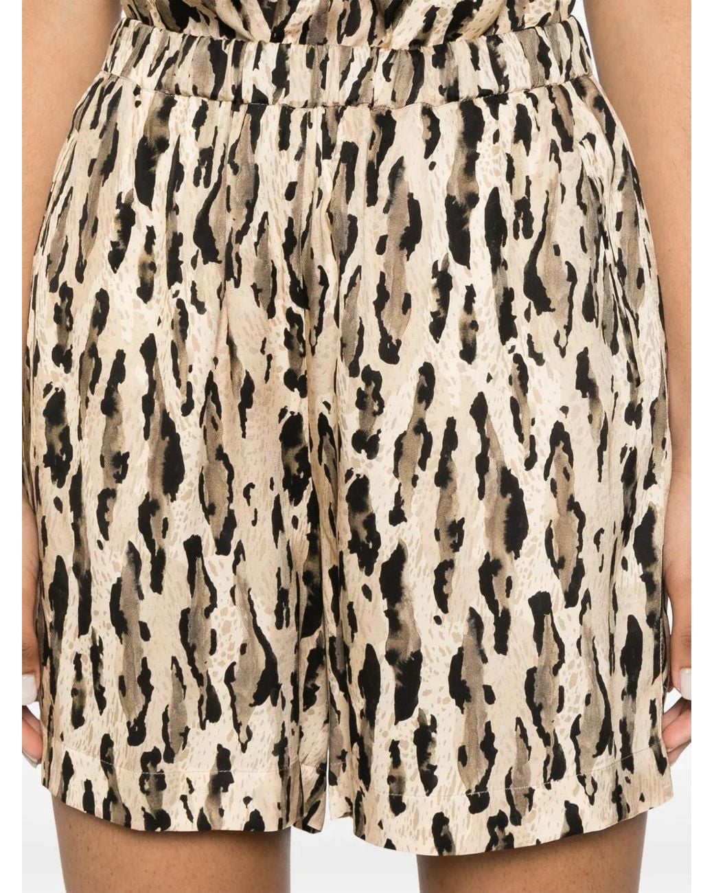 THE NINA STUDIO Natural Animal-Print Shorts