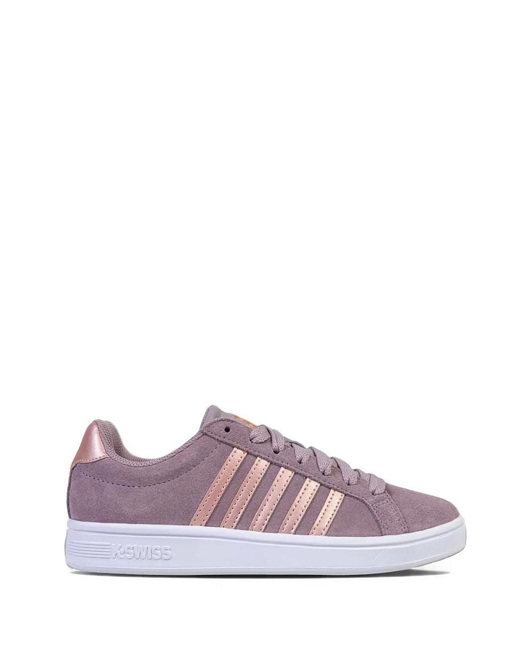 K-swiss Purple Court Tiebreak Suede Stripe-Detail Low-Top Sneakers