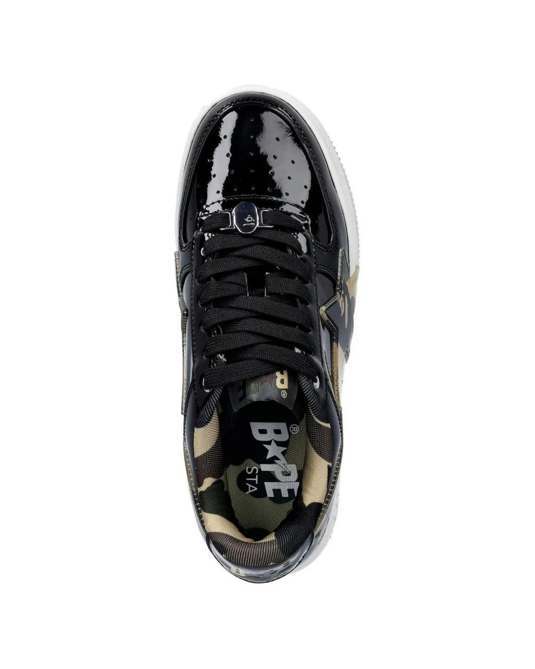 A Bathing Ape Black Camouflage-Pattern Sneakers