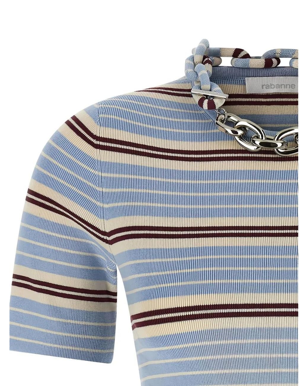Rabanne Blue Chain Striped Knitwear