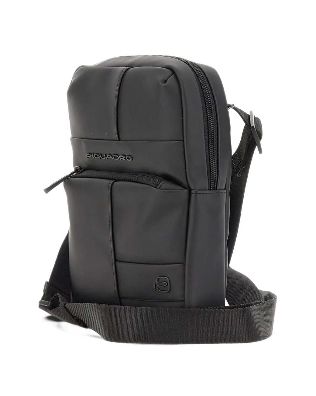 Piquadro Black Logo-Print Messenger Bag for men