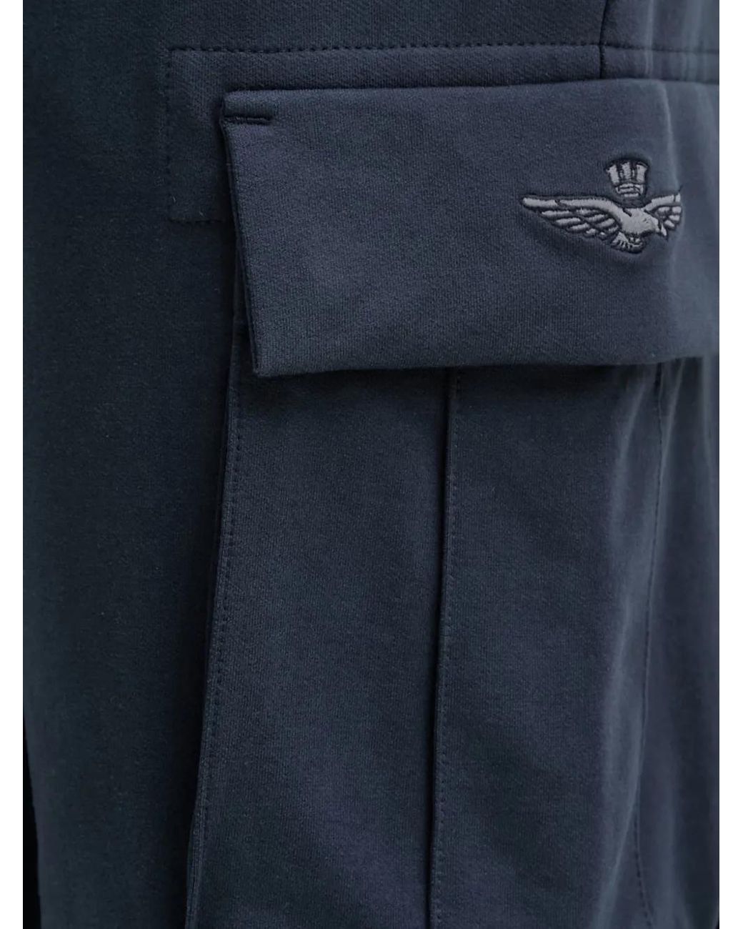 Aeronautica Militare Blue Cargo-Pocket Track Pants for men