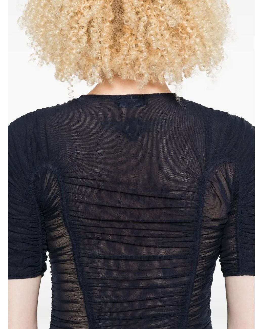 Mugler Black Sheer Mesh Top