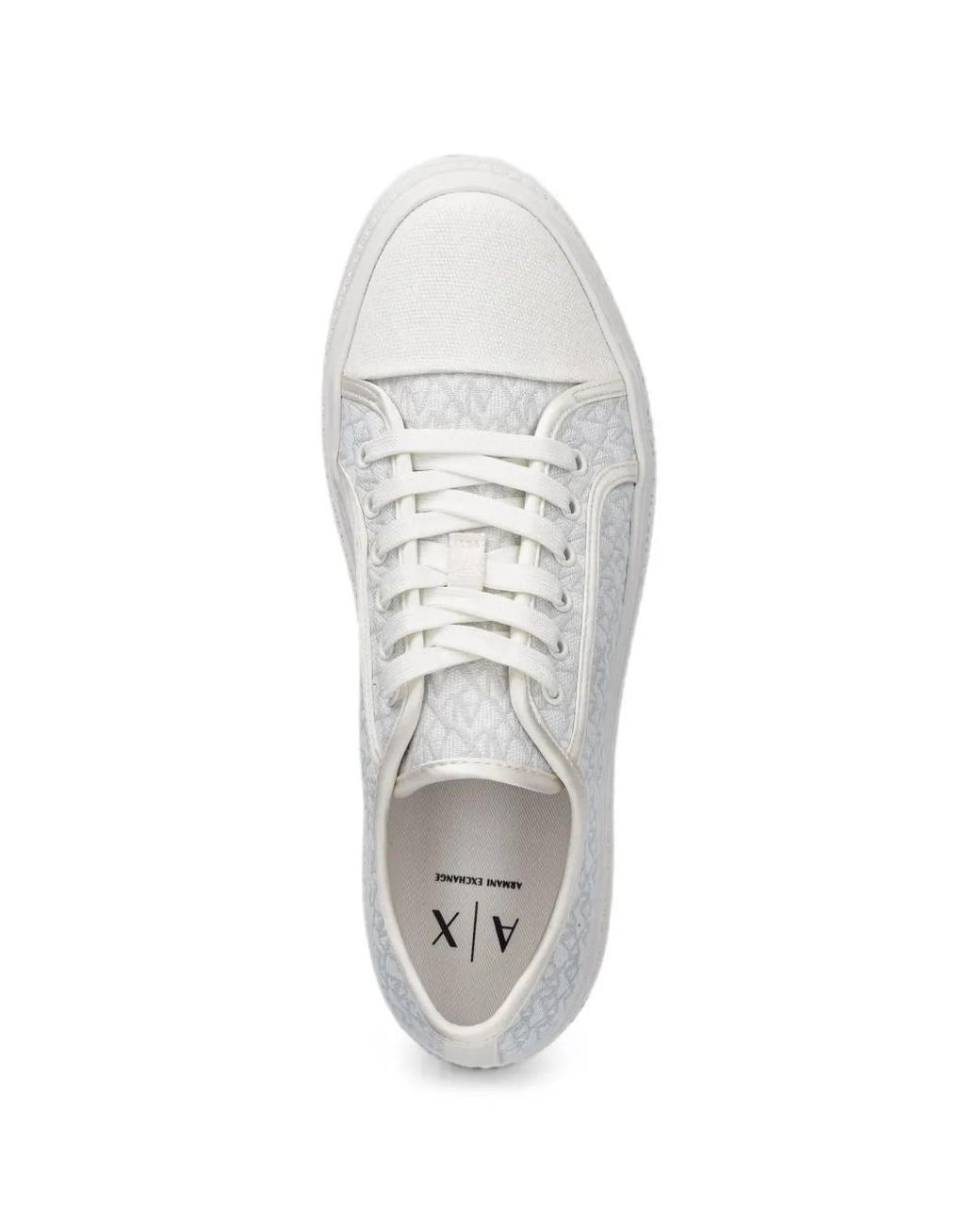 ARMANI EXCHANGE White Monogram-Jacquard Platform Sneakers