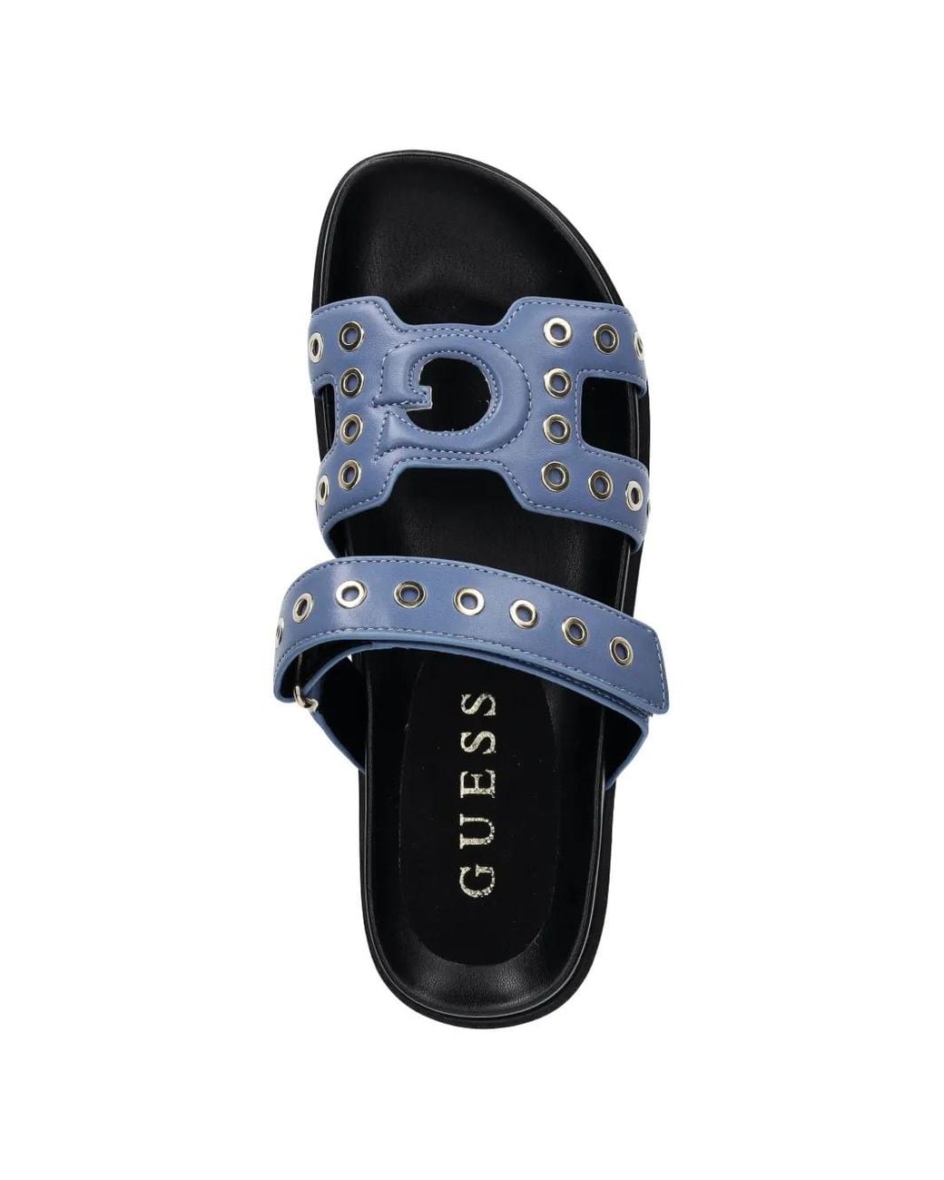 Guess Blue Eyelet Strap Slides