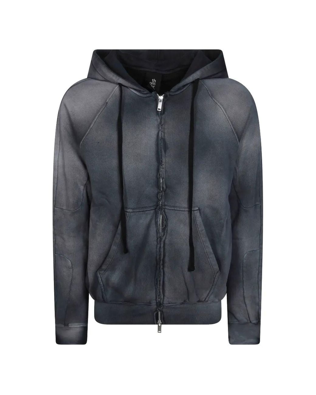 Thom Krom Black Faded-Effect Zip-Up Hoodie for men