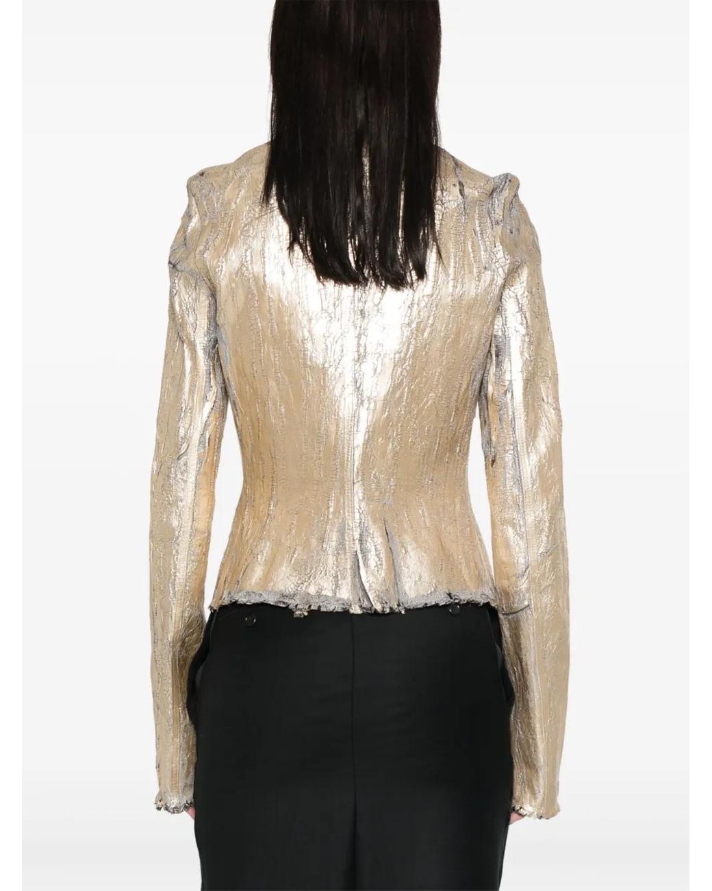 Rick Owens Natural Gary Coated Leather-Blend Biker Jacket