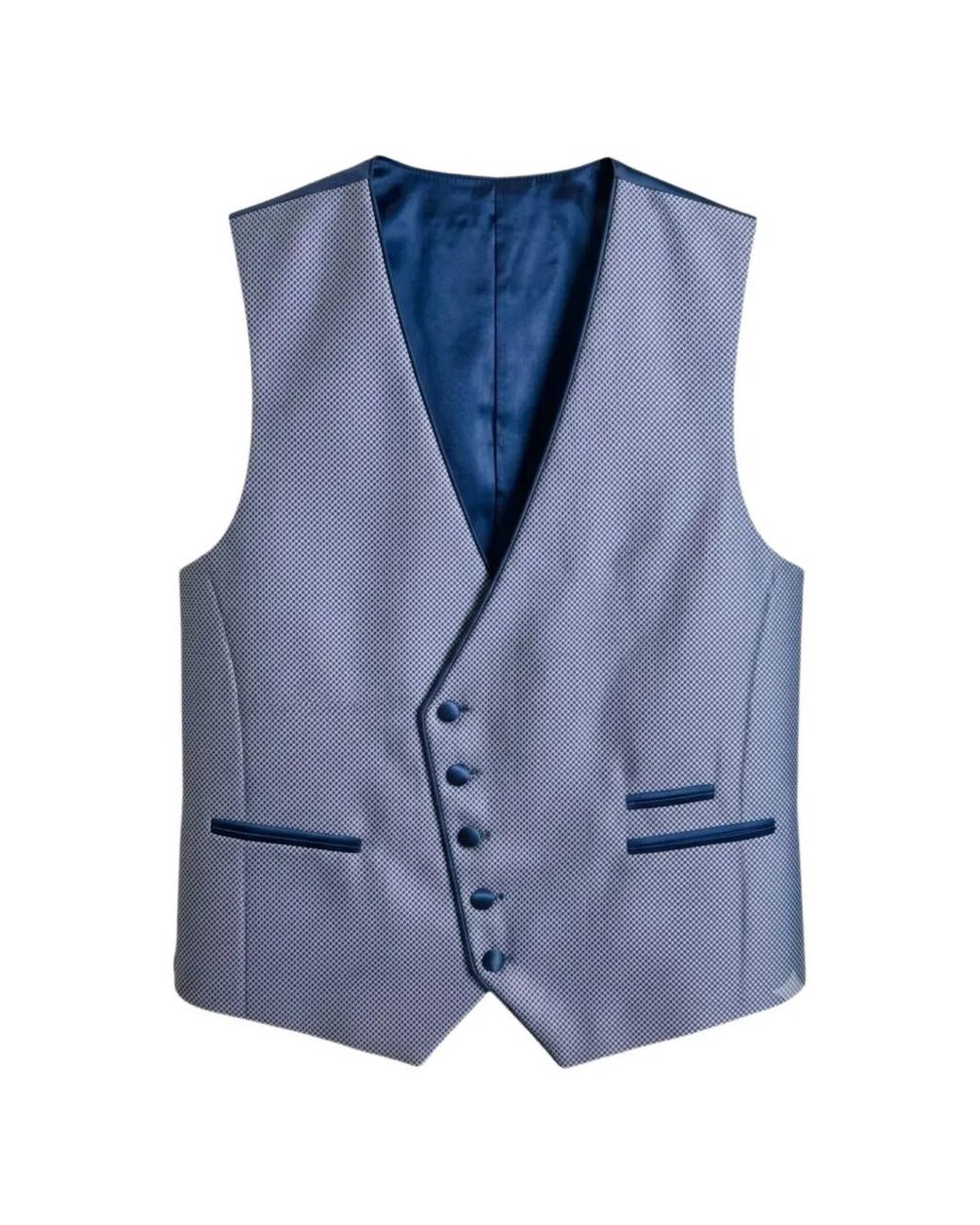 ETIEM TEXTIL S.L. Blue Micro-Patterned Single-Breasted Waistcoat for men