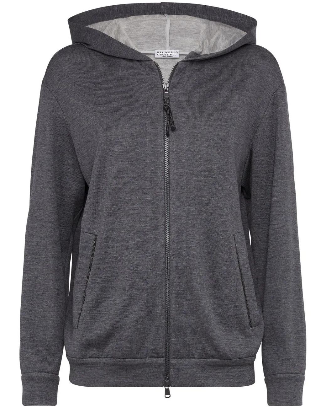 Brunello Cucinelli Gray Zipped Long-sleeve Hoodie
