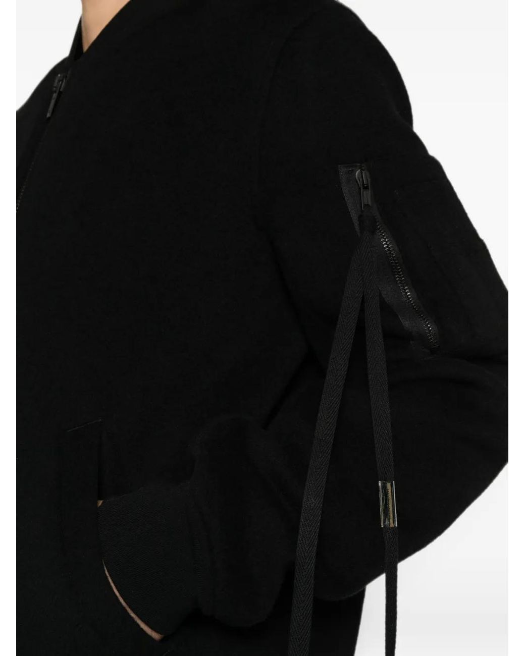 Ann Demeulemeester Black Dries Ribbed-Trim Zip-Up Bomber Jacket for men