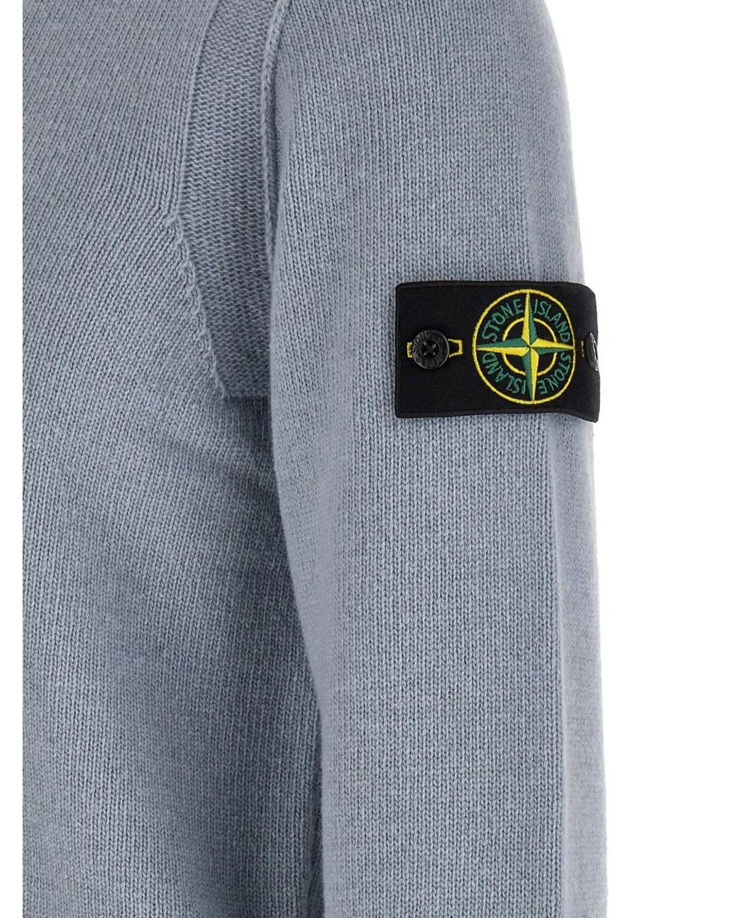 Stone Island Blue 5100005 Full Rib Cotton Bouclé Hooded Zip-Up Jumper for men