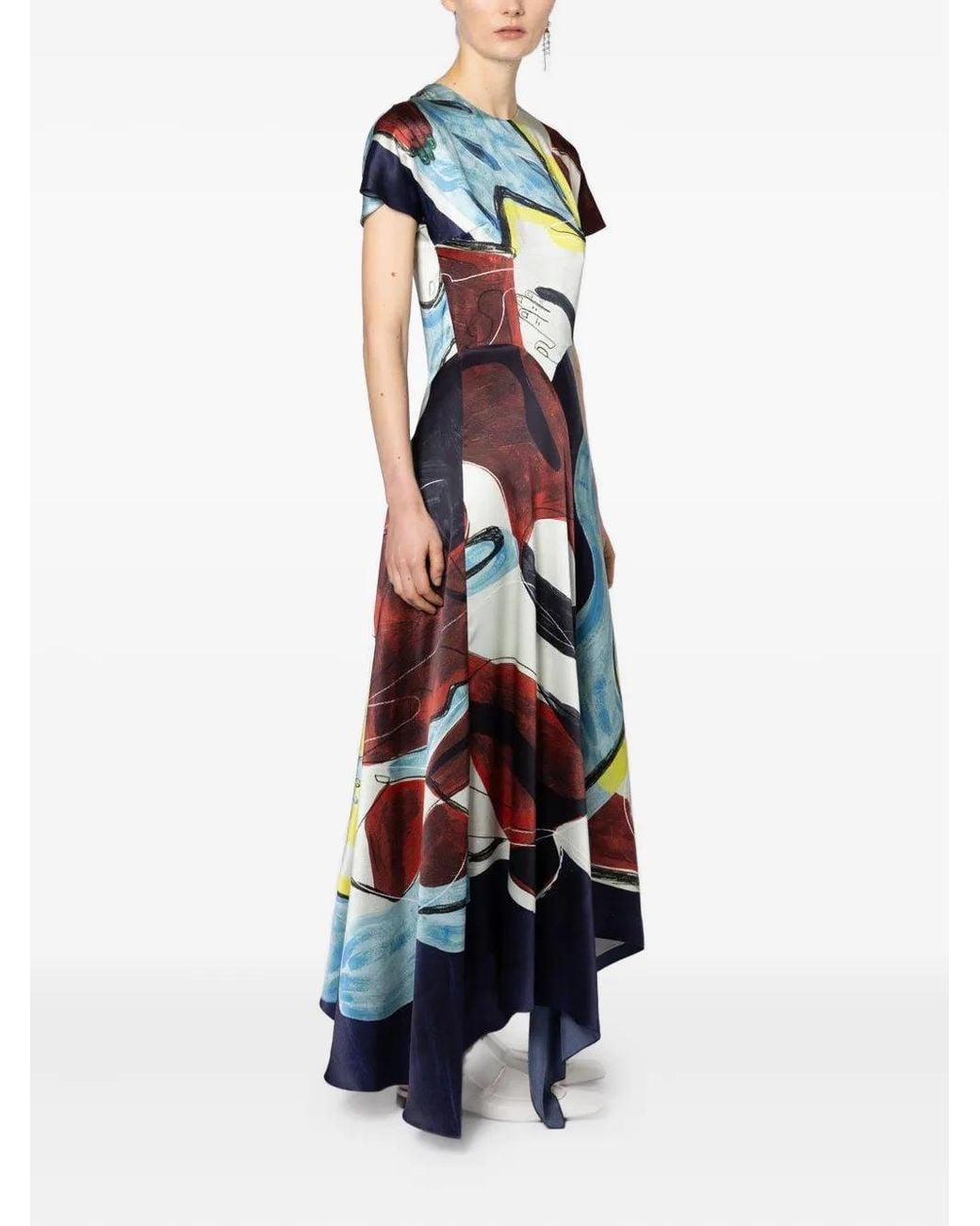 Roksanda Blue Abstract-Print Asymmetric Dress