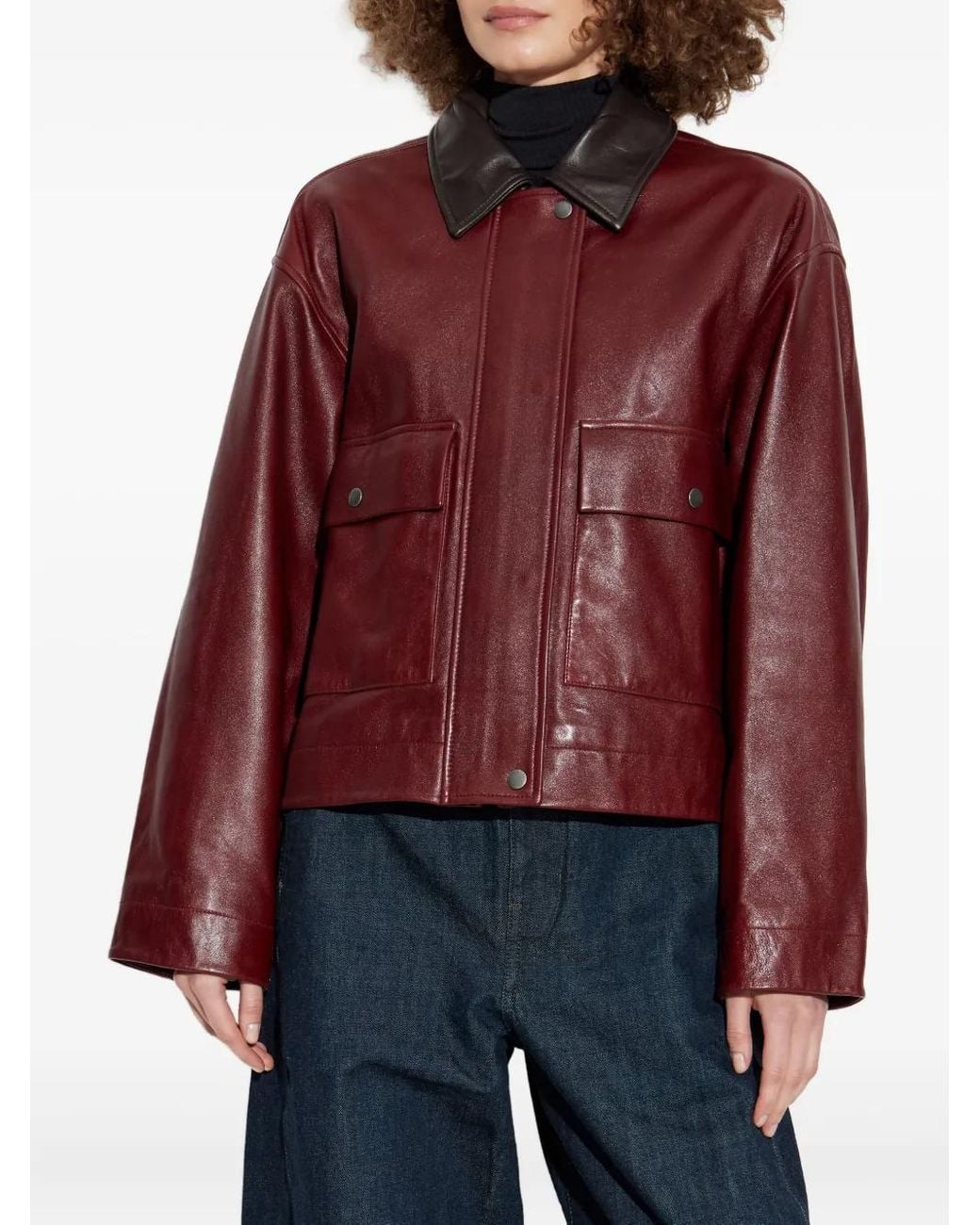Rag & Bone Red Flap-Pocket Leather Jacket