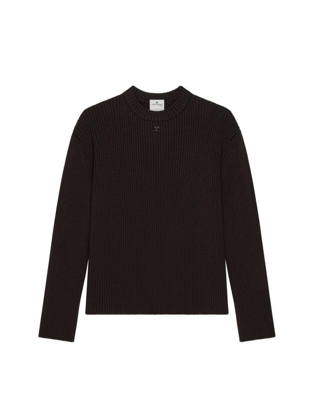 Courreges Black Ribbed-Knit Merino Sweater