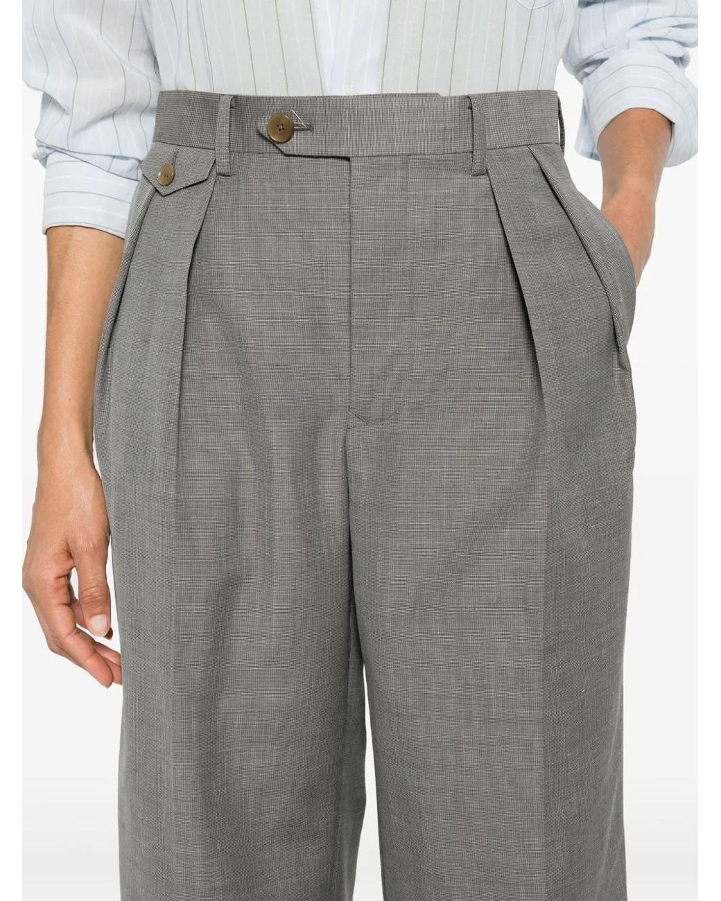 Auralee Gray Tropical Straight-Leg Trousers