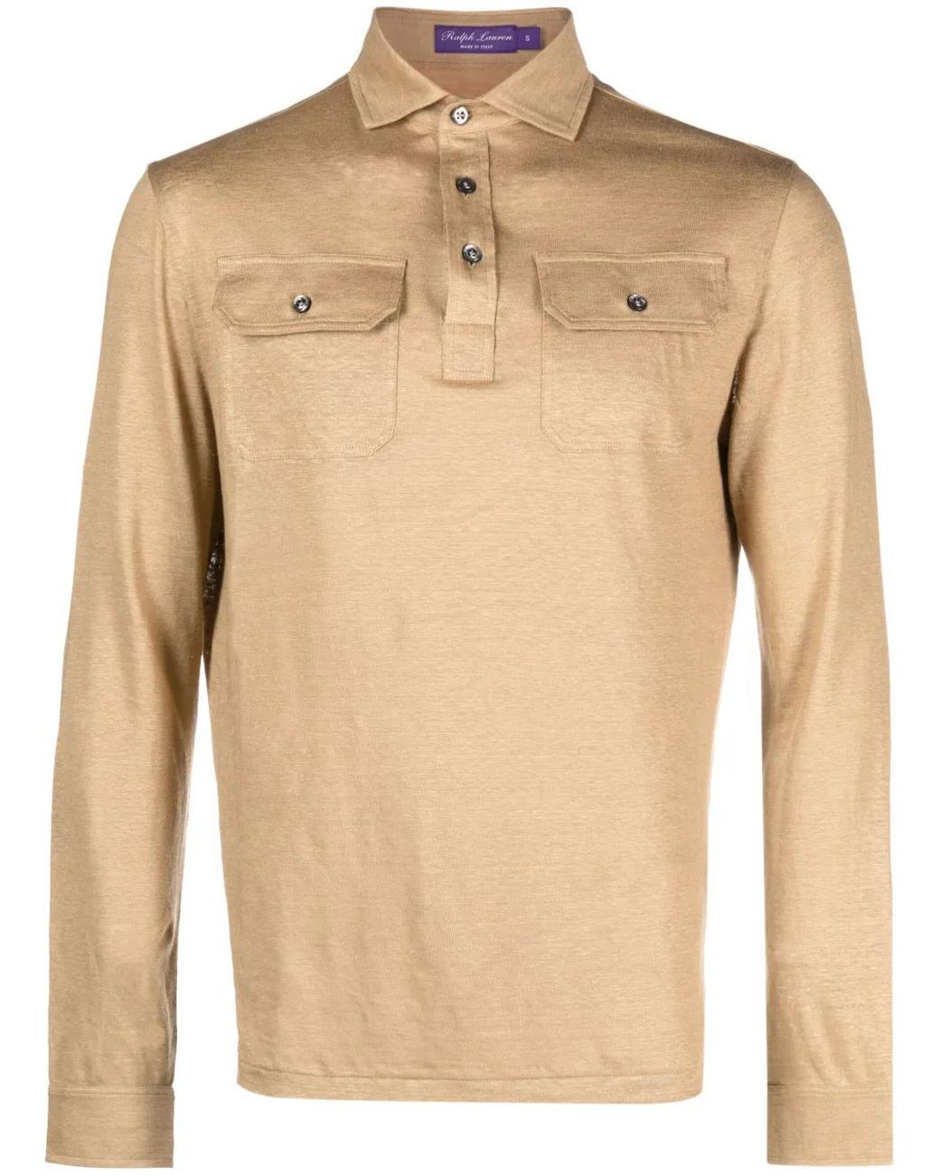 Ralph Lauren Natural Long-Sleeve Linen Polo Shirt for men