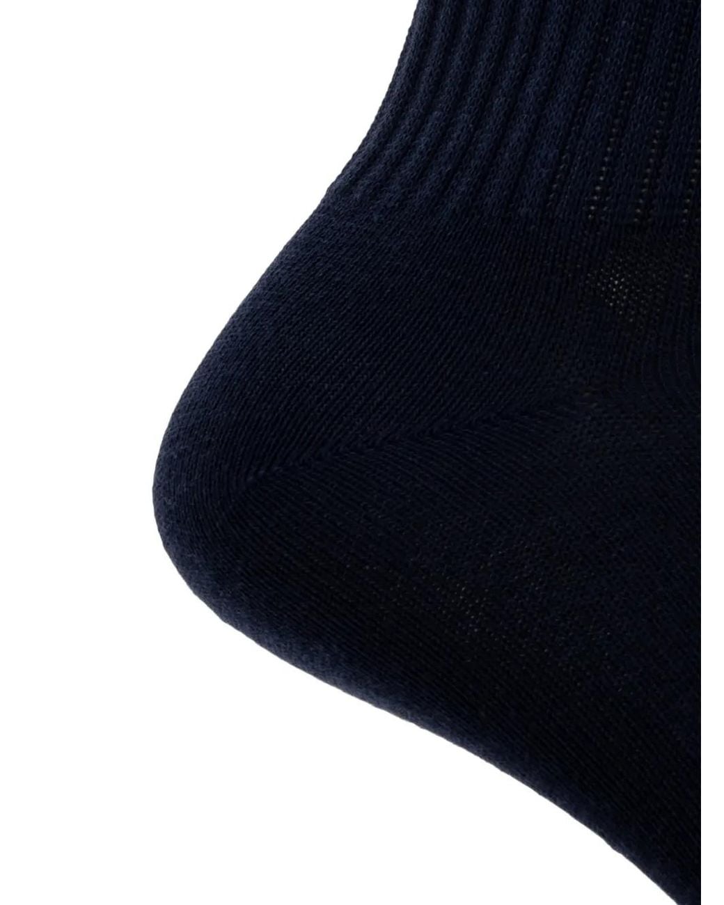 Adidas Blue 3-Stripes Logo-Embroidered Striped Socks (Set Of Three) for men