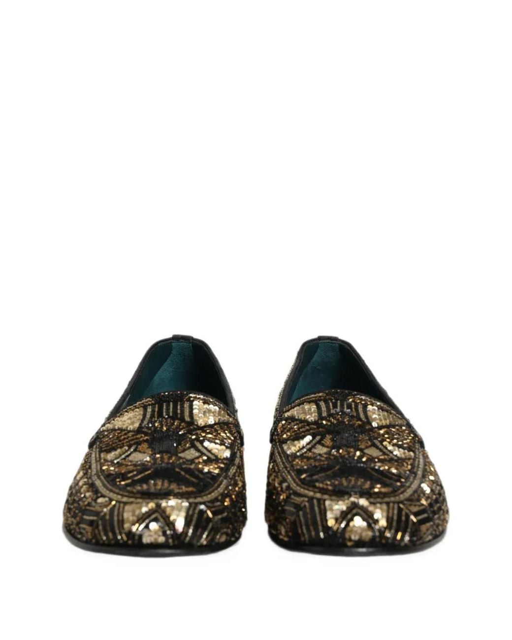 Dolce & Gabbana Black Sequin-Embellished Bead-Embellished Loafers for men
