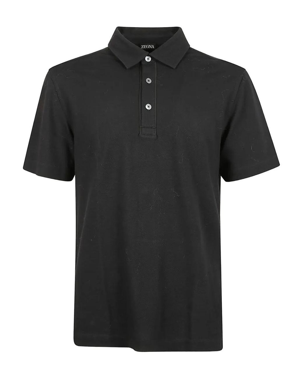 Zegna Black Buttoned Polo Shirt for men