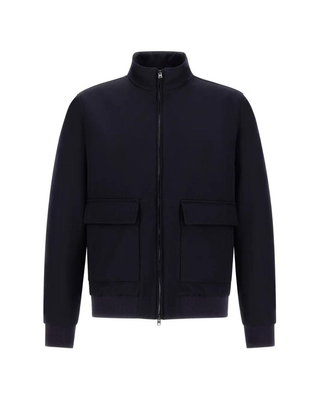 Herno Blue High-Neck Zip-Up Jacket for men