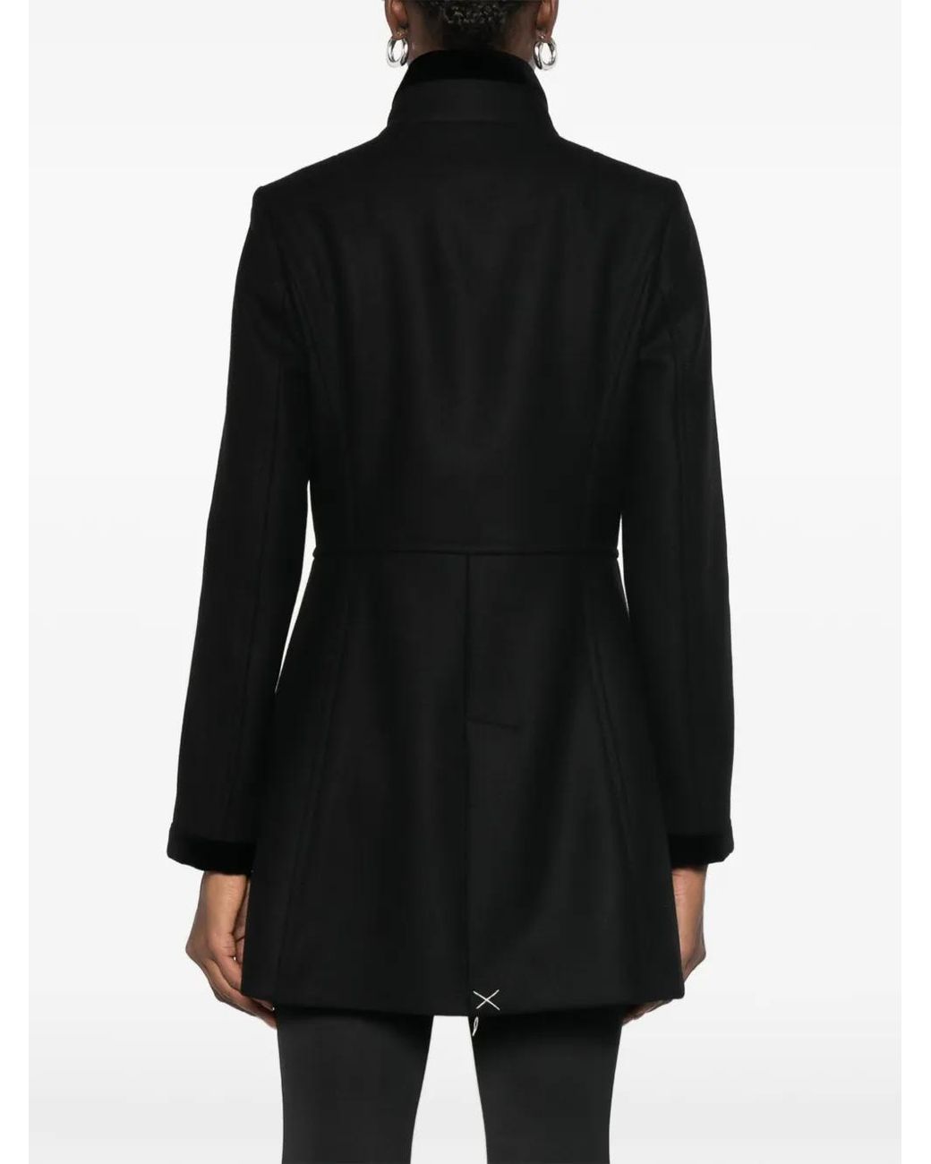 Fay Black Virginia Lobster-Claw Fastening Coat