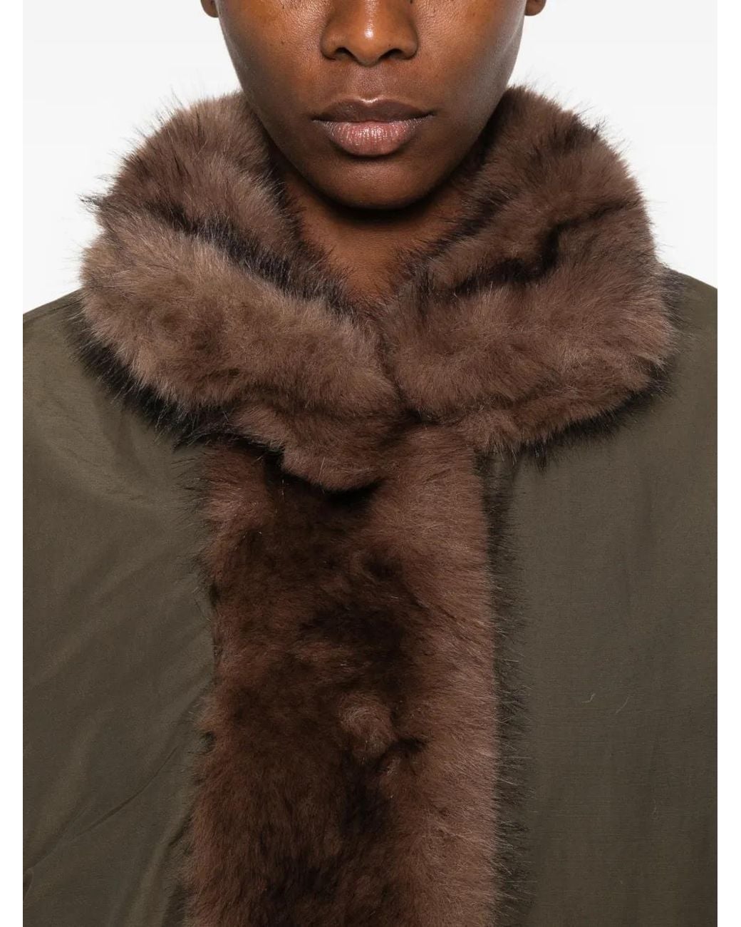 LA PISCINE Brown Faux-Fur Trim Reversible Jacket
