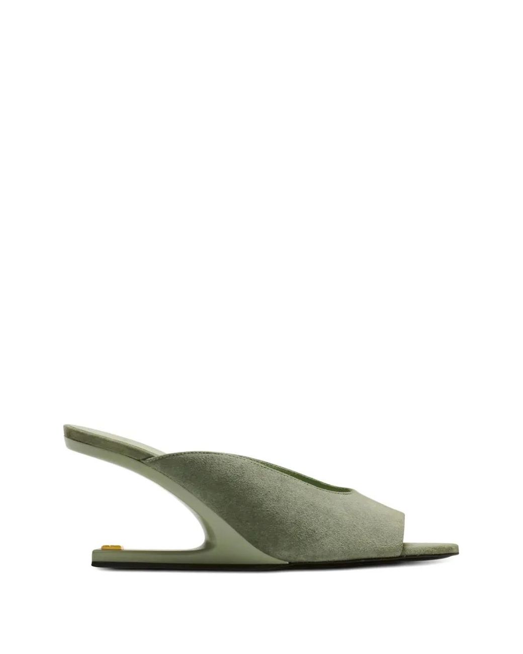 Balmain Green Suede Open-Toe Mules
