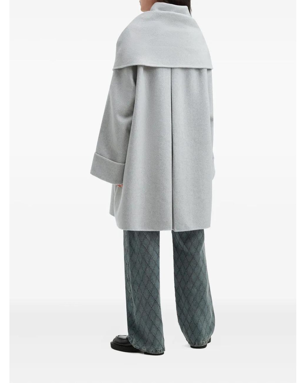 B+ AB Gray Tie-Neck Button Coat