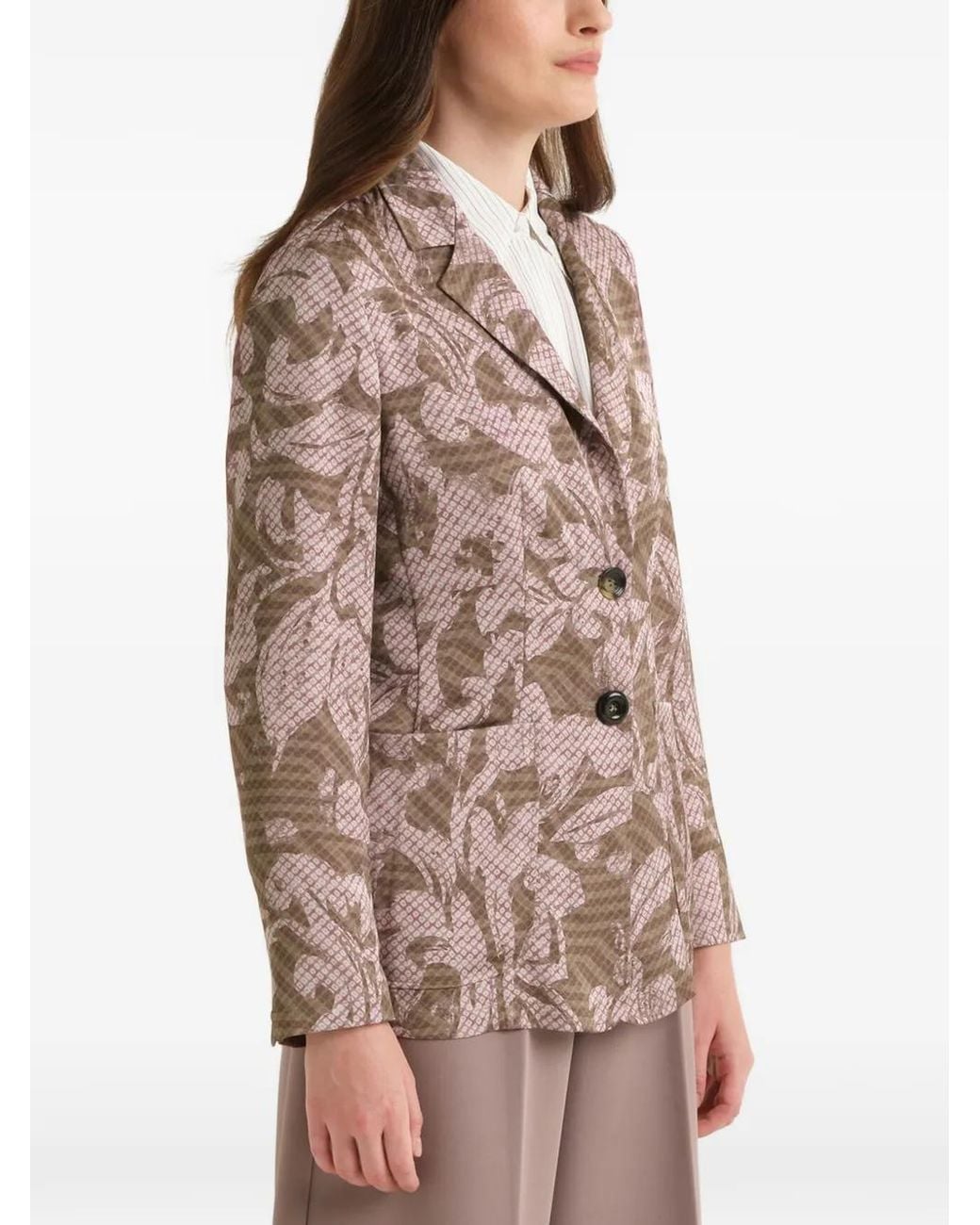 Maliparmi Brown Leaf-Print Blazer