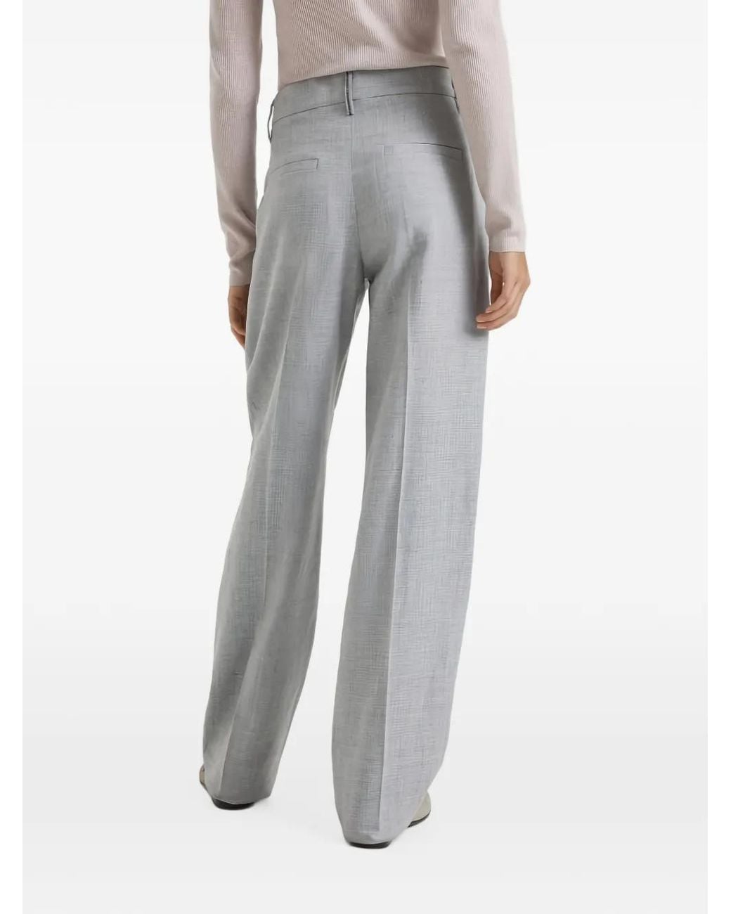 Brunello Cucinelli Gray Pleated Tailored Trousers