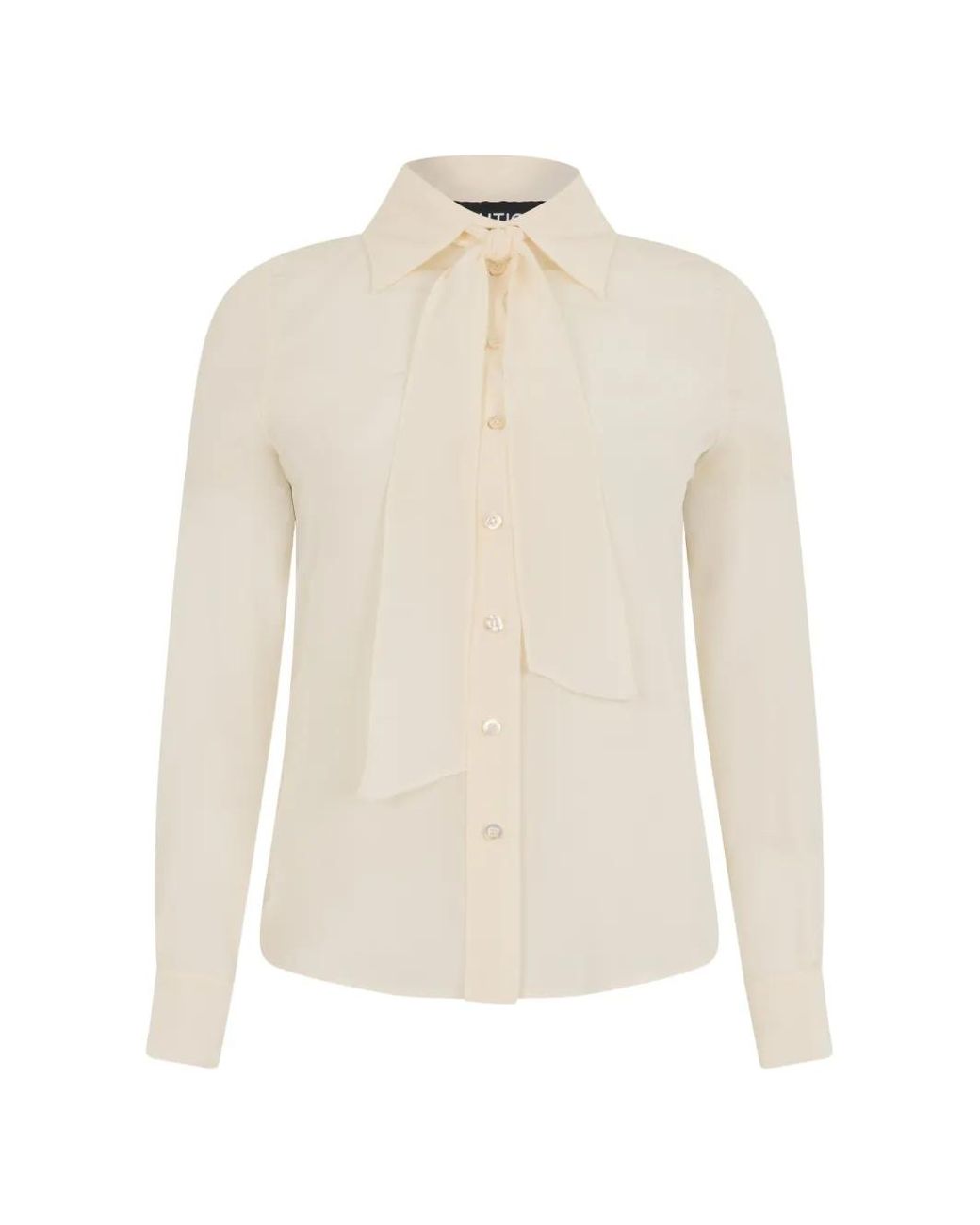 Moschino White Tie-Neck Silk Shirt