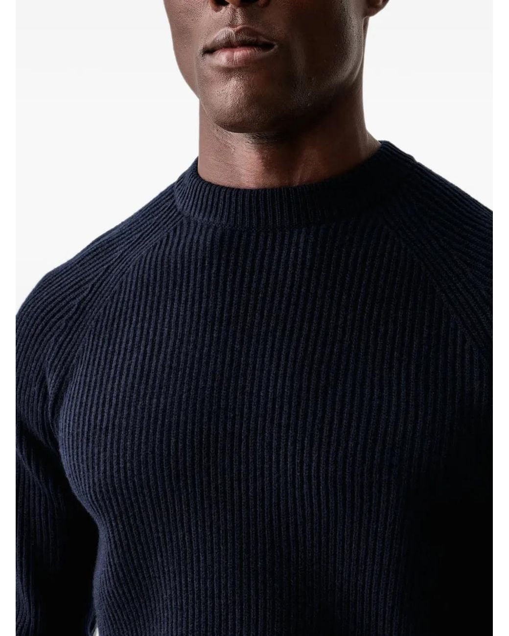 Mc2 Saint Barth Blue Ribbed-Knit Raglan-Sleeve Sweater for men