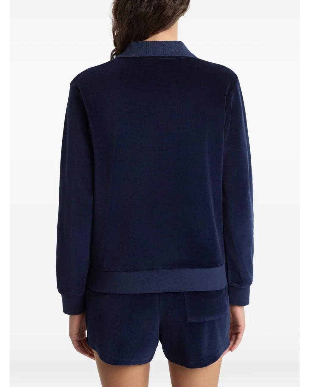 Sporty & Rich Blue Collared Embroidered Sweater