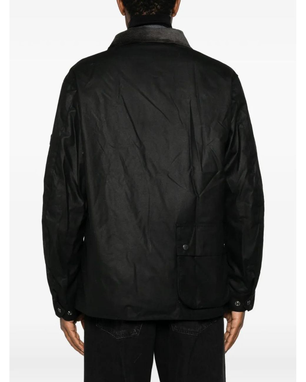 Barbour Black Waxed-Cotton Corduroy-Collar Jacket for men