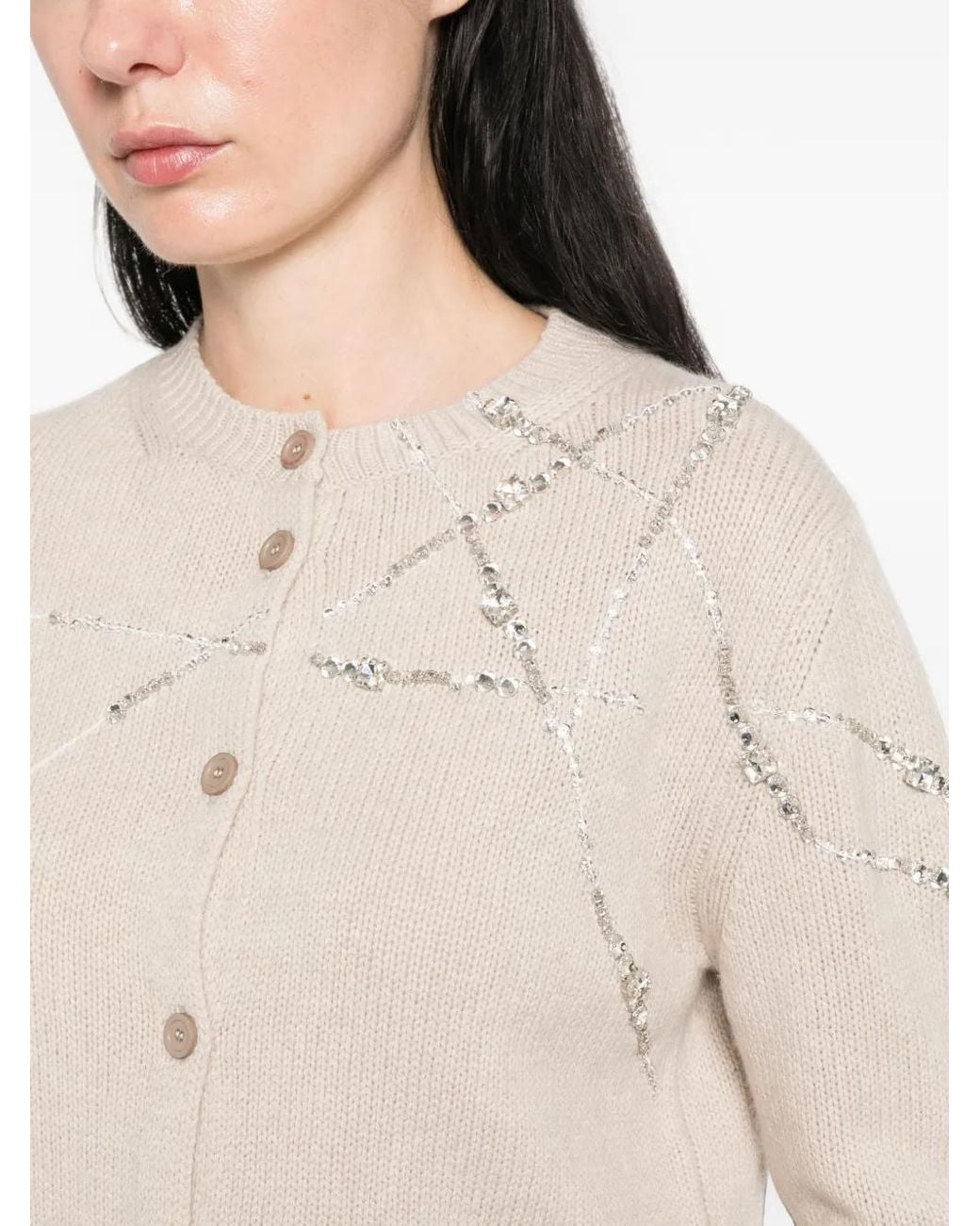 Fabiana Filippi White Cardigan À Ornements