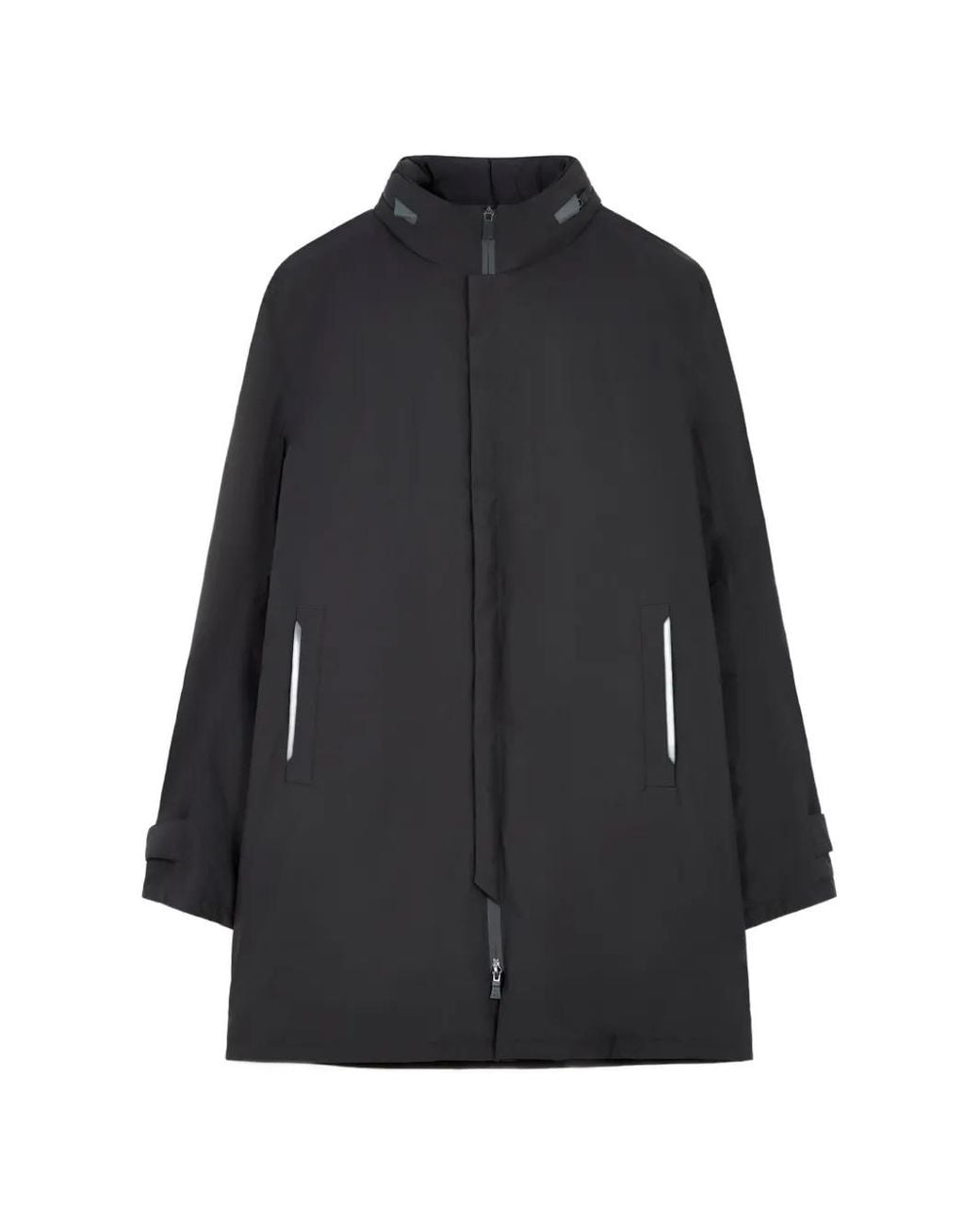 Herno Black Padded High-Neck Raincoat for men