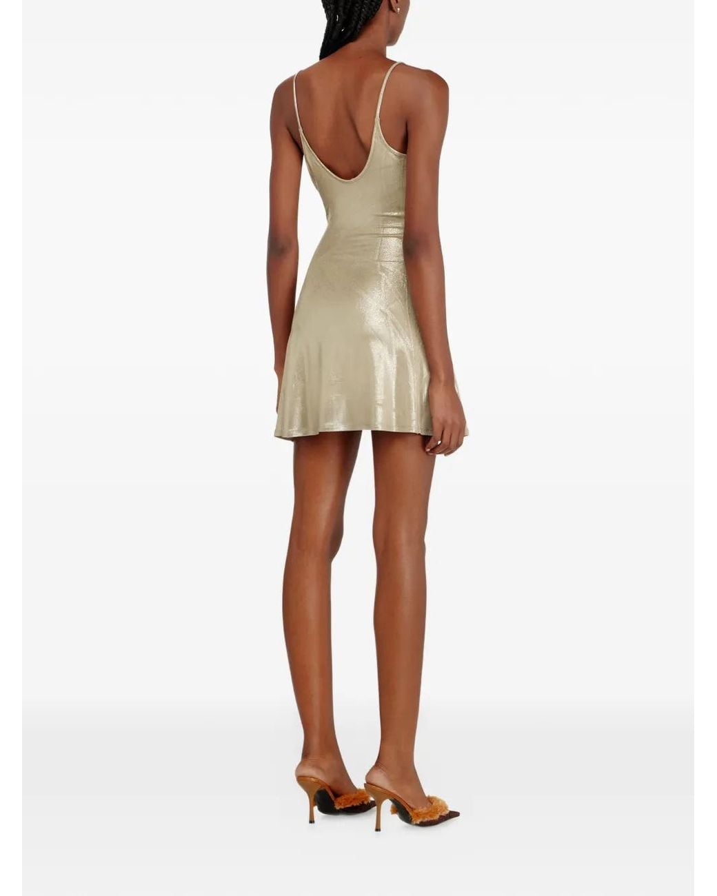 DIESEL White D-Invy Draped Metallic-Finish Mini Dress