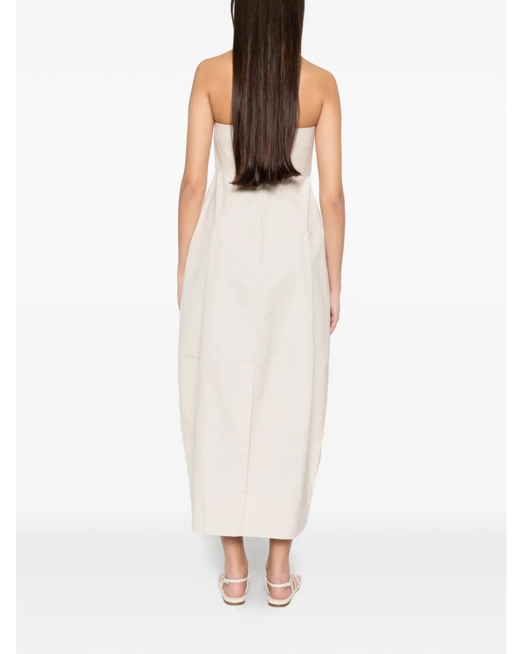 St. Agni White Pleated Cocoon Dress
