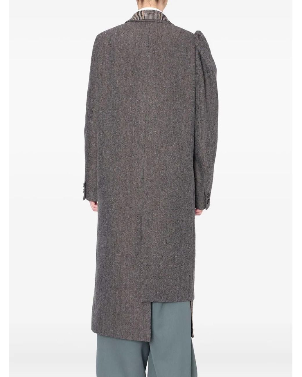 Kolor Gray Herringbone Panelled Coat