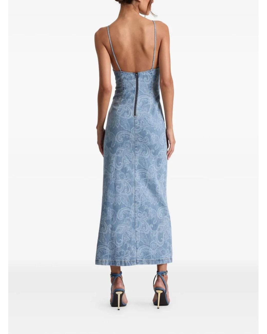 Alice + Olivia Julietta Denim Slip Dress in Blue | Lyst