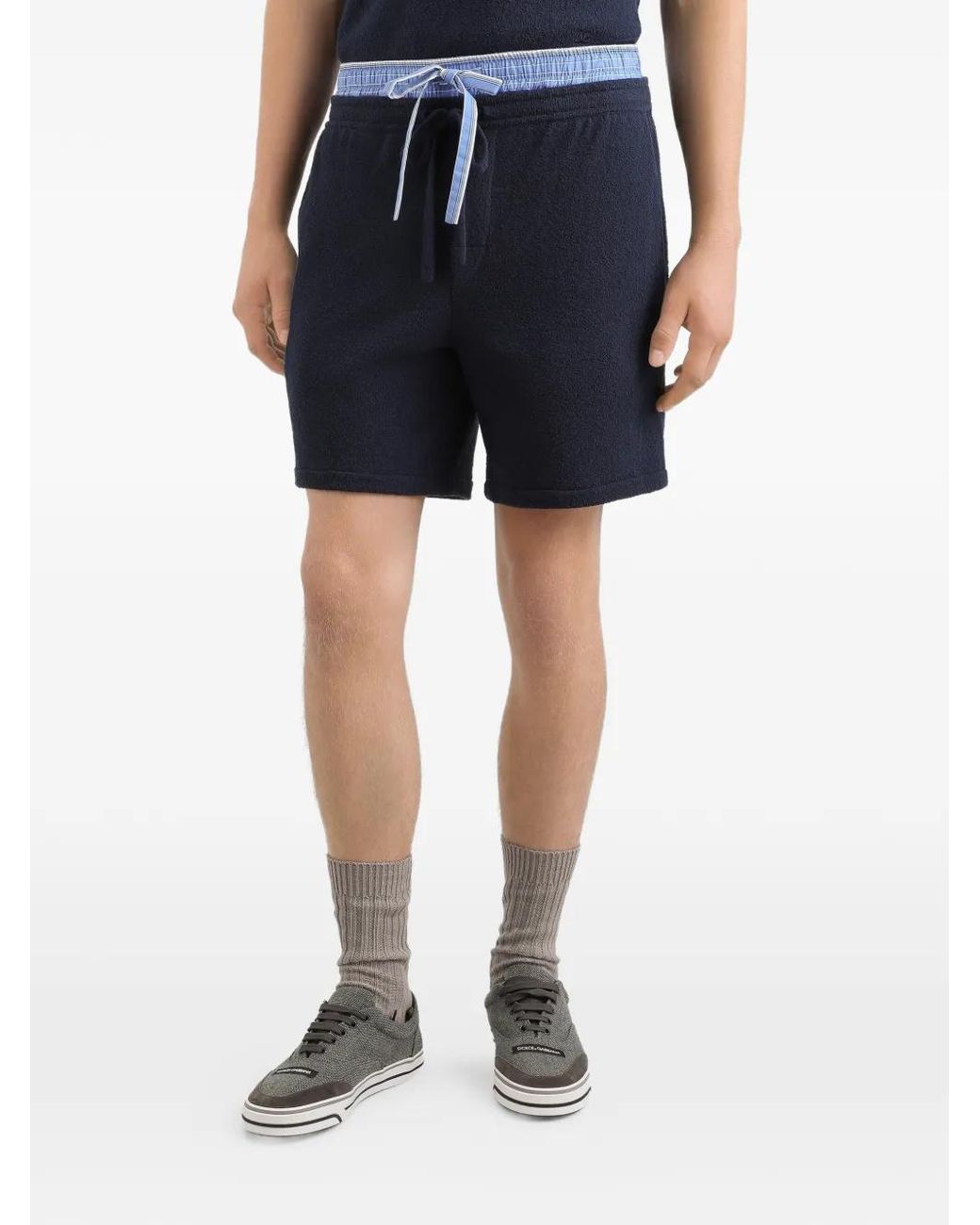 Dolce & Gabbana Blue Smooth Knit Shorts for men
