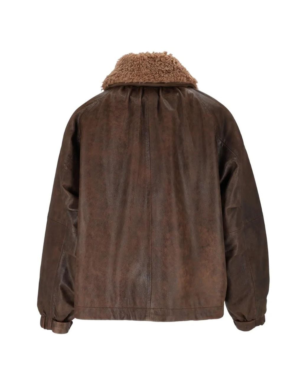 Bully Brown Shearling-Collar Leather Jacket