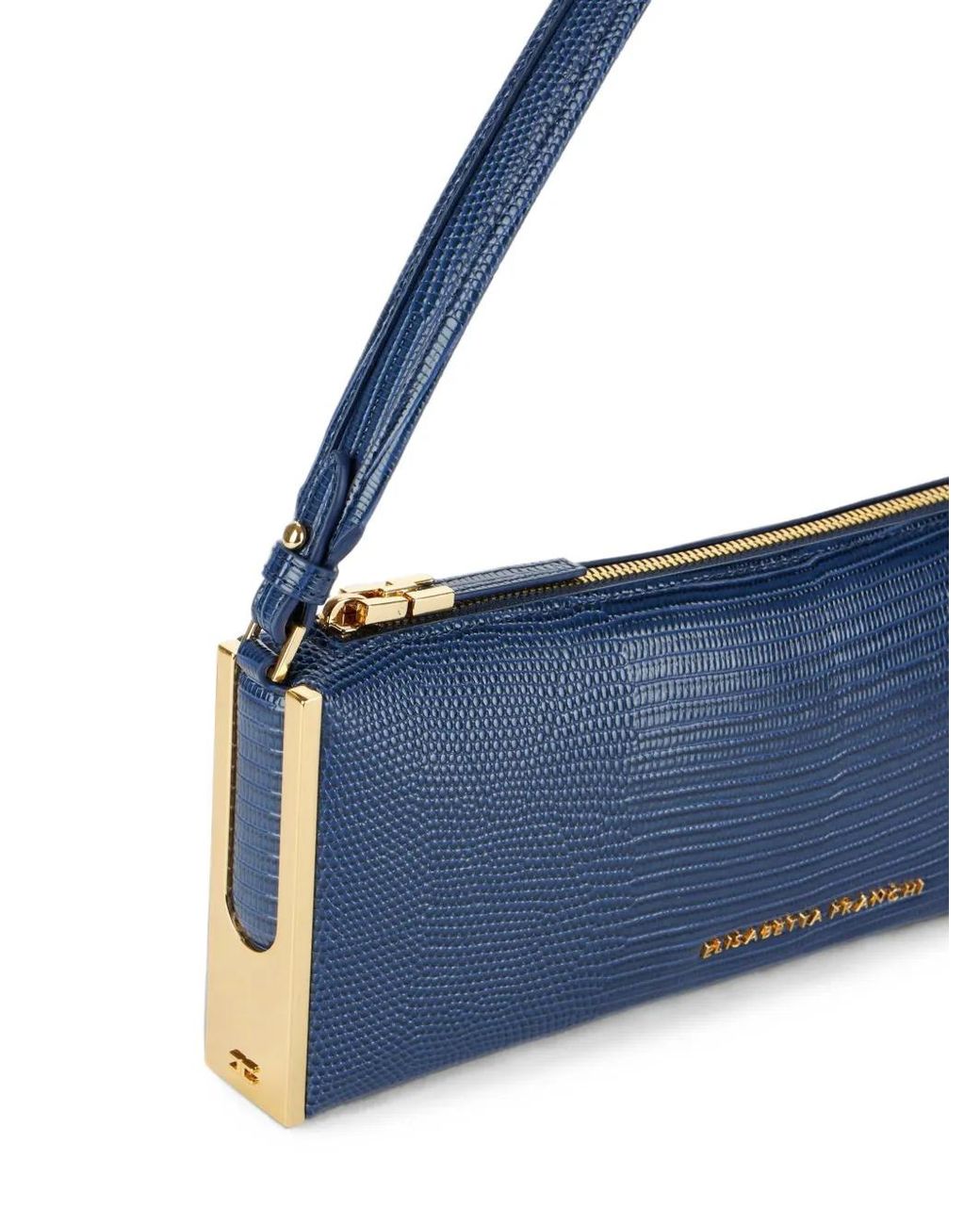 Elisabetta Franchi Blue Over-The-Shoulder Bag With Lizard Print