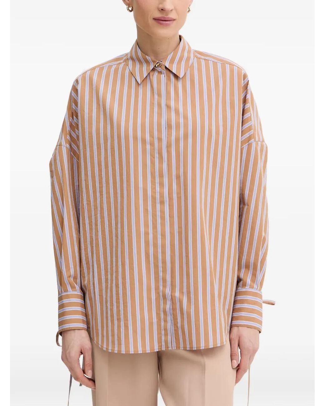 Sessun Natural Armando Striped Tie-Cuff Shirt
