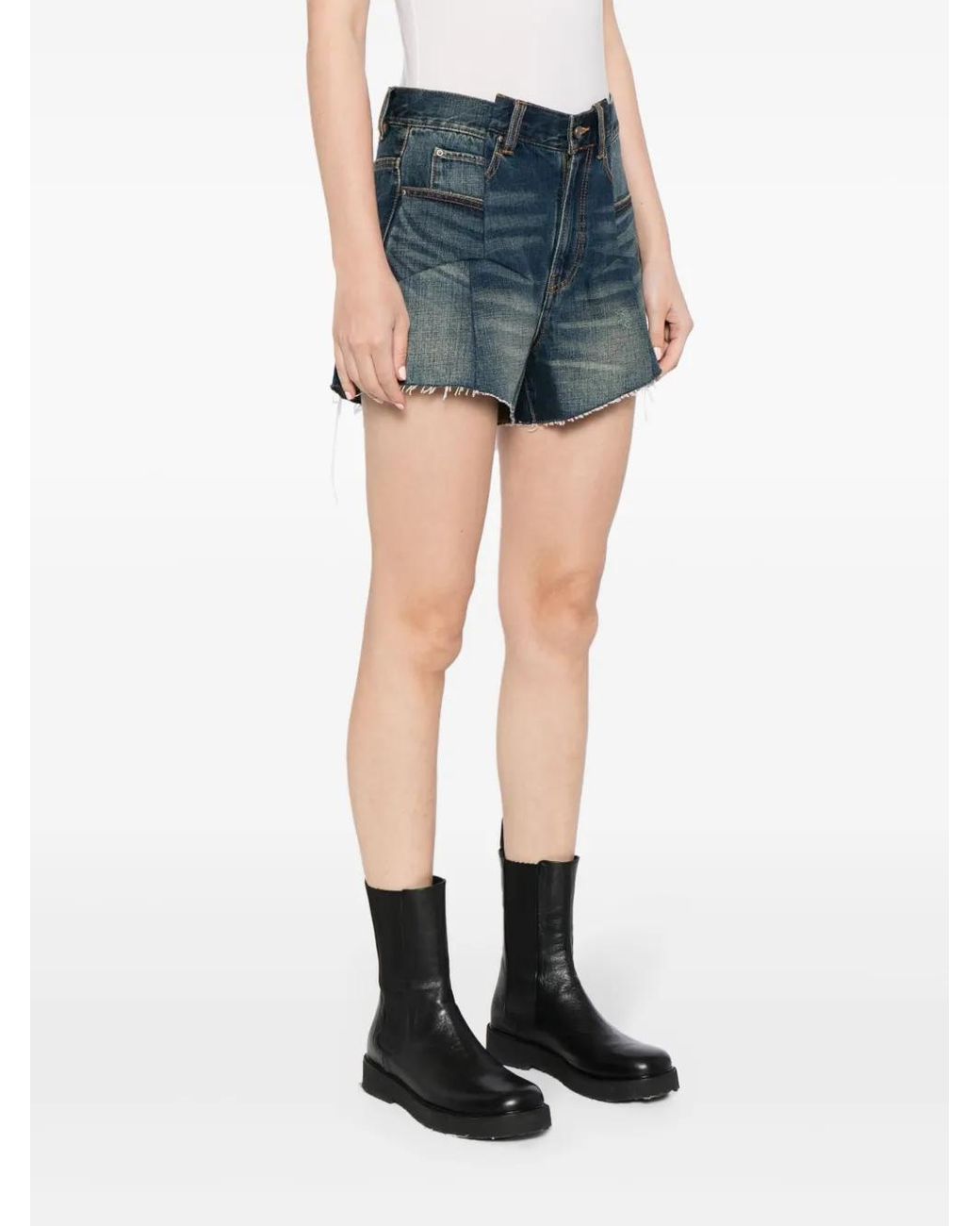 JNBY Blue Logo-Patch Cotton Shorts