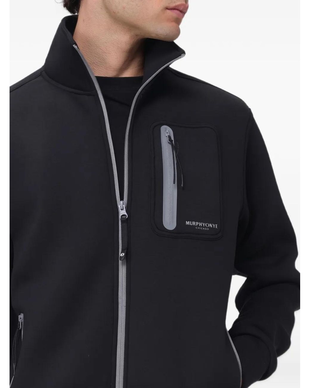 Murphy & Nye Blue Zip-Up Chest-Pocket Hoodie for men