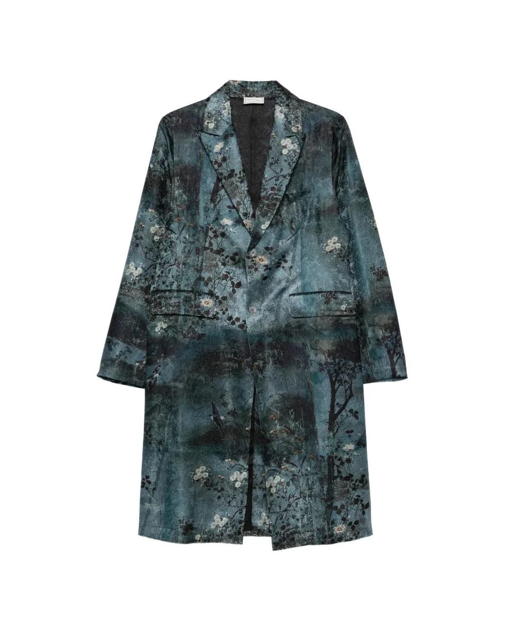 Pierre Louis Mascia Blue Floral-Print Coat
